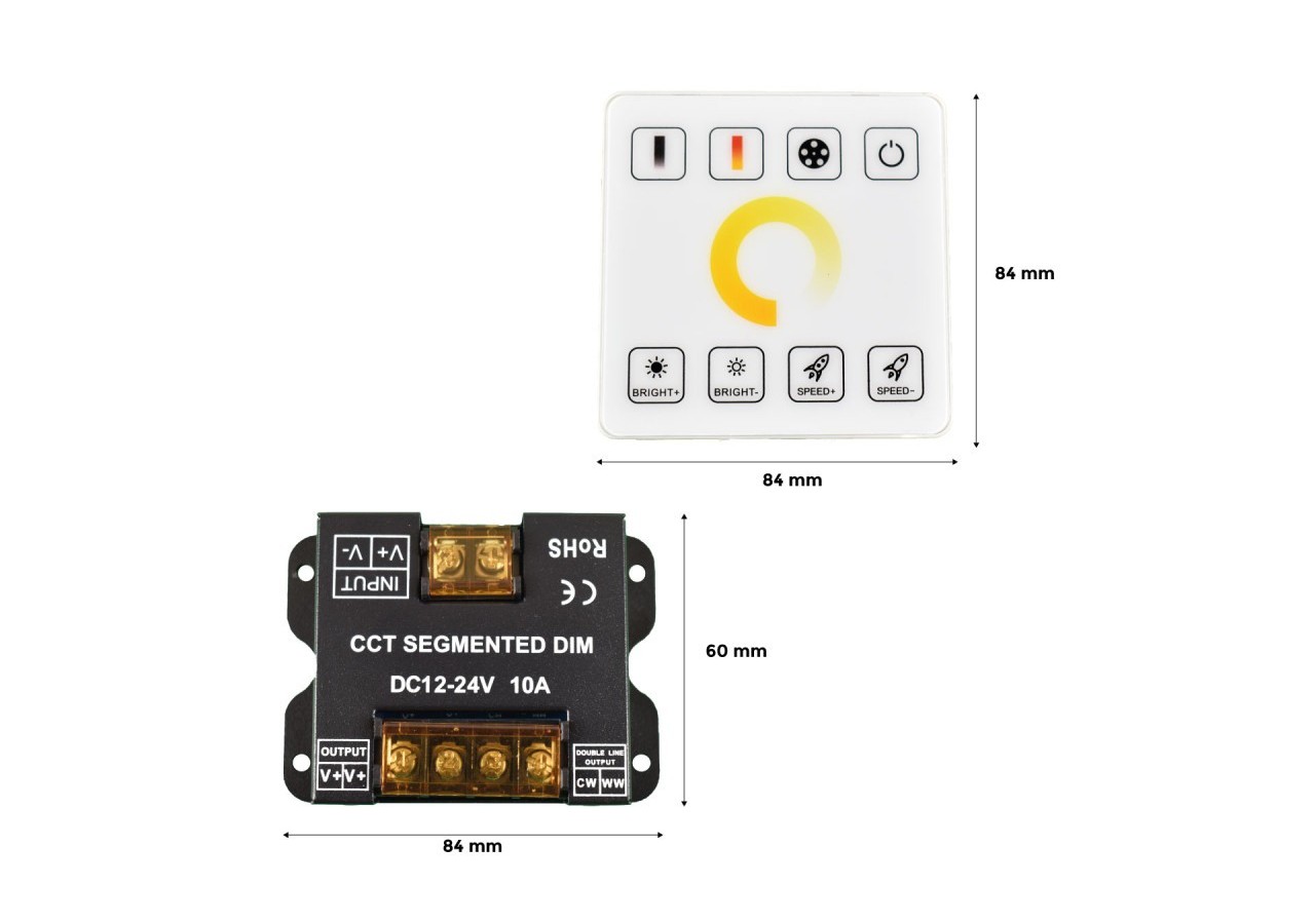 Contrôleur CCT Dual White pour rubans LED avec panneau tactile RF-5-24V/DC - RF86-02 - Barcelona LED