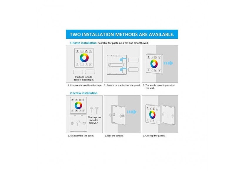 Contrôleur RGB pour rubans LED avec panneau tactile RF-5-24V/DC - RF86-03 - Barcelona LED