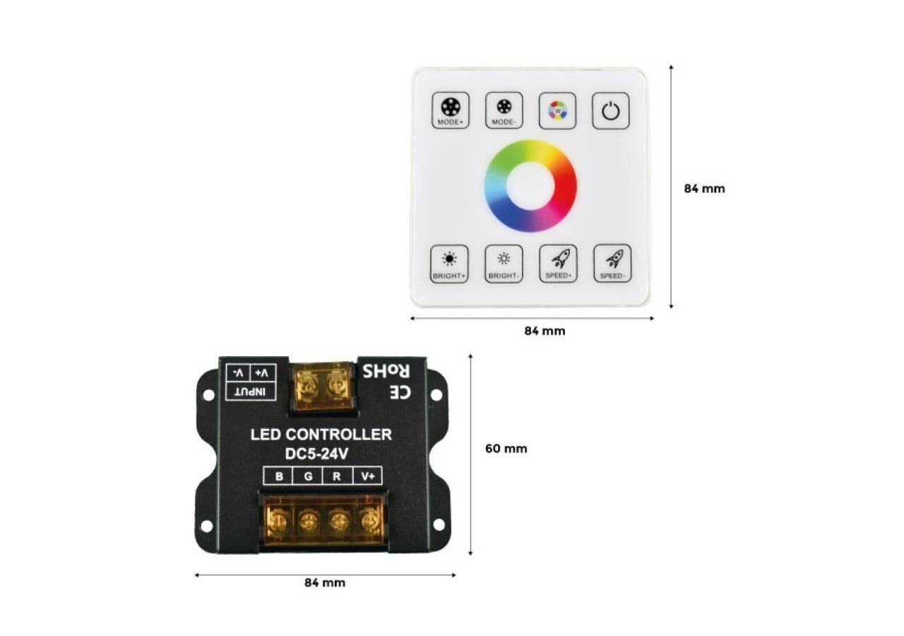 Contrôleur RGB pour rubans LED avec panneau tactile RF-5-24V/DC - RF86-03 - Barcelona LED
