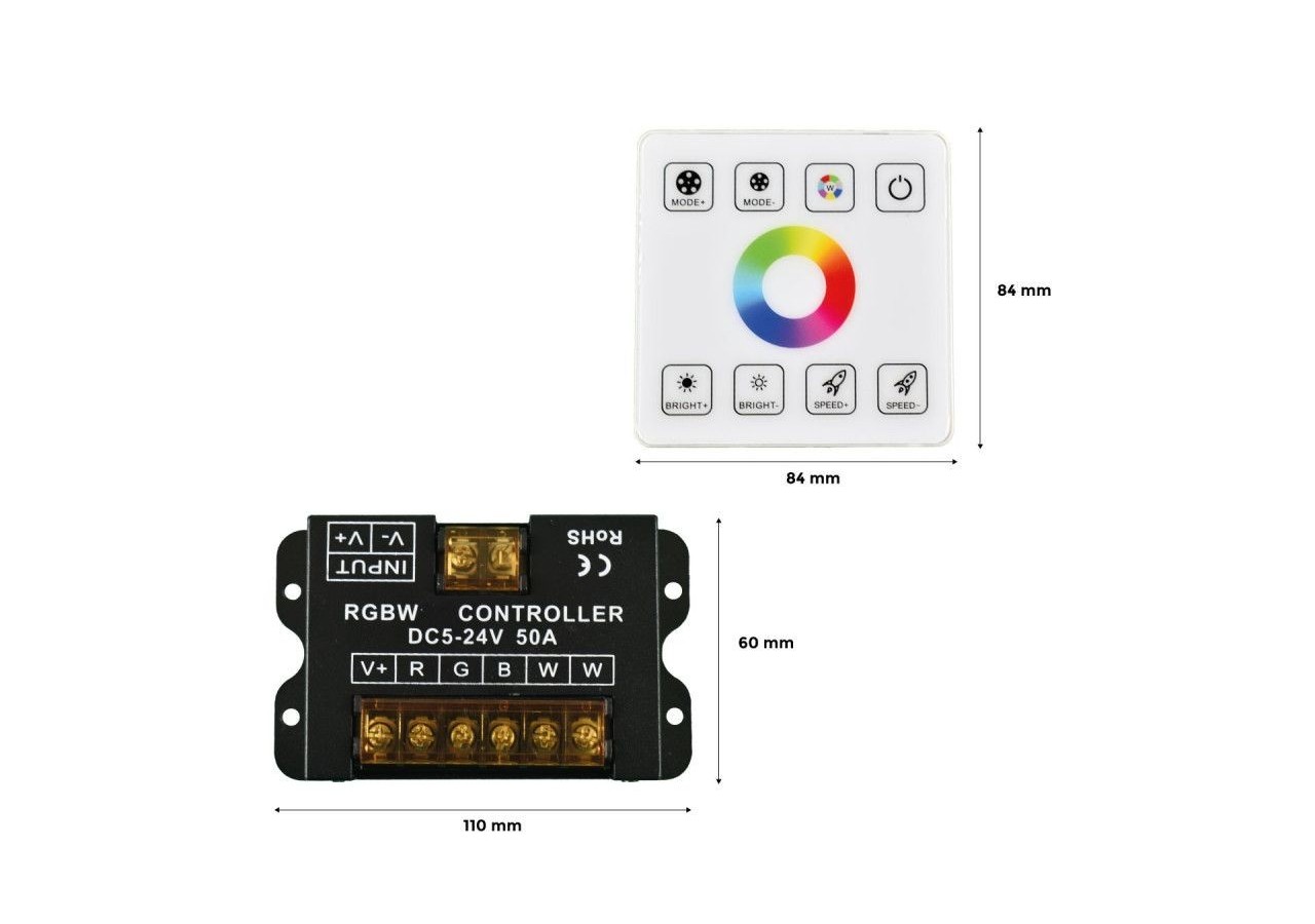 Contrôleur RGBW pour rubans LED avec panneau tactile RF-5-24V/DC - RF86-04 - Barcelona LED