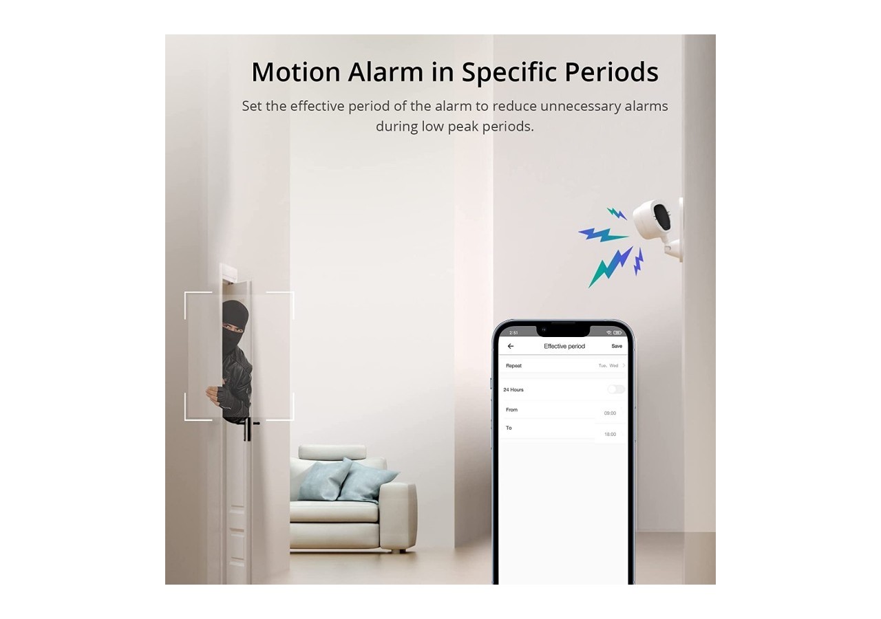 SONOFF CAM-Caméra de sécurité intelligente-WIFI-1080P-FHD-Alarme-Détecteur de mouvement - SONOFFSLIMCAM - Barcelona LED