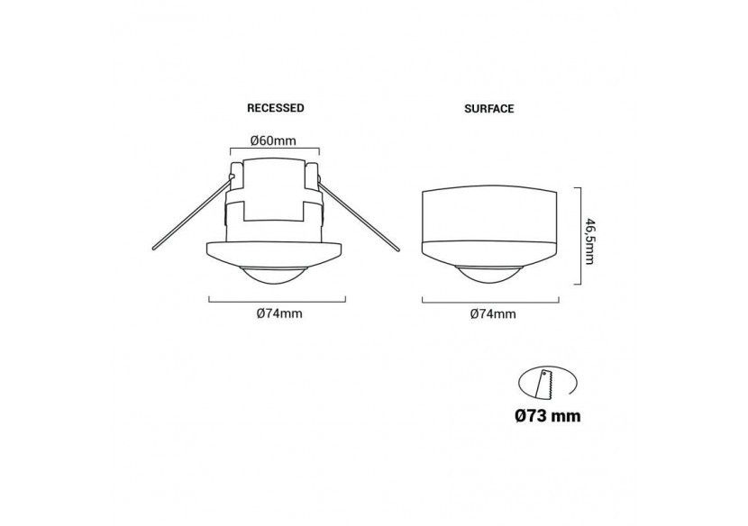 Détecteur de mouvement PIR 2 en 1 (en surface/encastré)-360 degrés-IP20 - SP45 - Barcelona LED