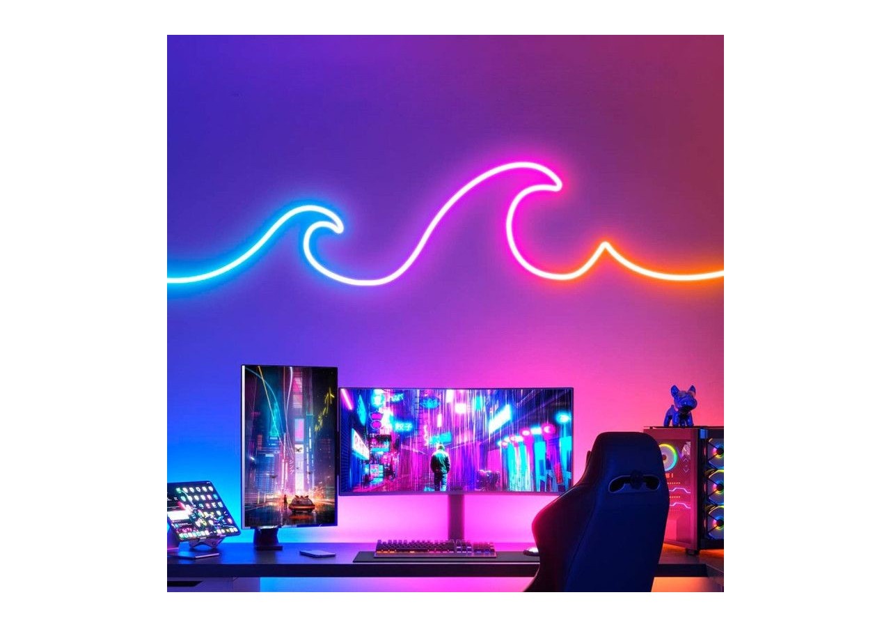 Néon LED RGB flexible-24V/DC 4x10mm-5m-Kit complet-IP67-20W/m-À courbure latérale - N410-5M-RGB - Barcelona LED