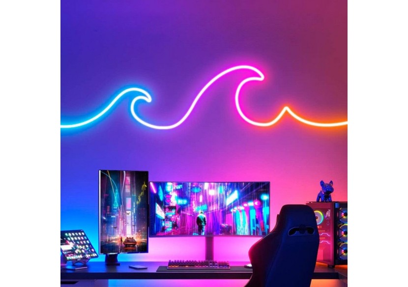 Néon LED RGB flexible-24V/DC 4x10mm-5m-Kit complet-IP67-20W/m-À courbure latérale - N410-5M-RGB - Barcelona LED