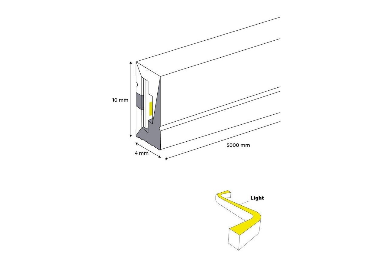 Néon LED RGB flexible-24V/DC 4x10mm-5m-Kit complet-IP67-20W/m-À courbure latérale - N410-5M-RGB - Barcelona LED