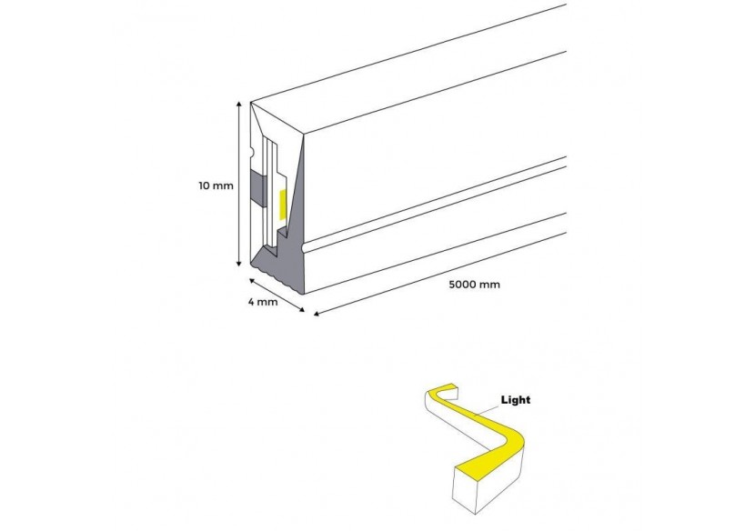 Néon LED RGB flexible-24V/DC 4x10mm-5m-Kit complet-IP67-20W/m-À courbure latérale - N410-5M-RGB - Barcelona LED