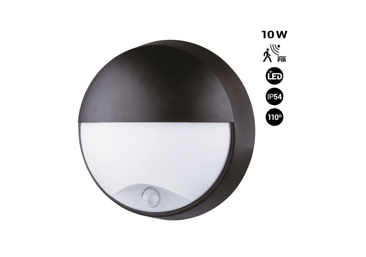 Applique murale circulaire d'extérieur avec capteur PIR-IP54-110 degrés-10W - B1459-N-S - Barcelona LED