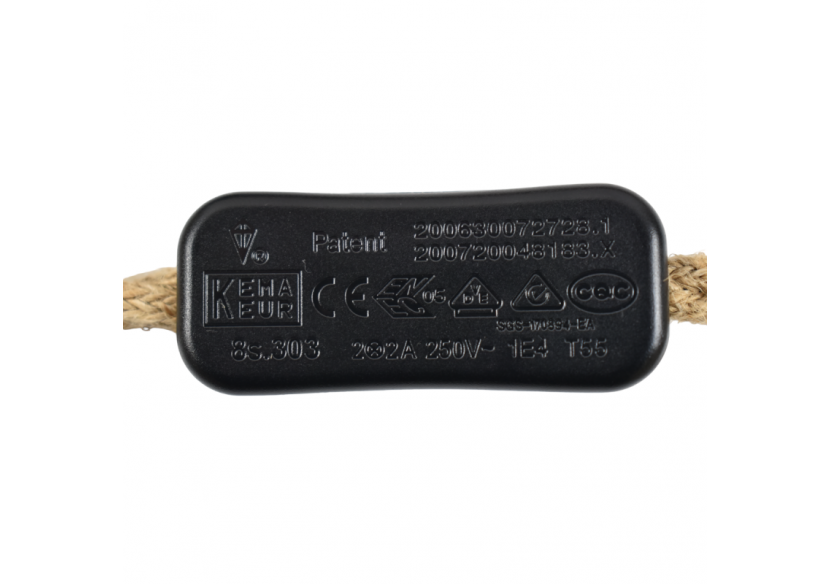 Douille E27 avec corde en jute tressé, interrupteur et prise - K15-C-RO - Barcelona LED