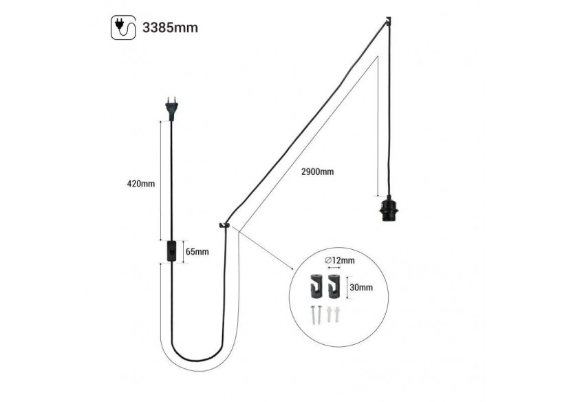 Douille E27 avec câble PVC, interrupteur et prise - K17-C-N - Barcelona LED Douille E27 avec câble PVC, interrupteur et prise - K17-C-N - Barcelona LED