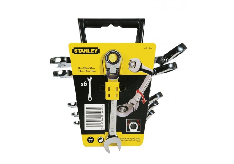 Cle Mixte A Cliquet A Tete Indexable - Jeu De 6Pcs - Stanley : Confort'Mat