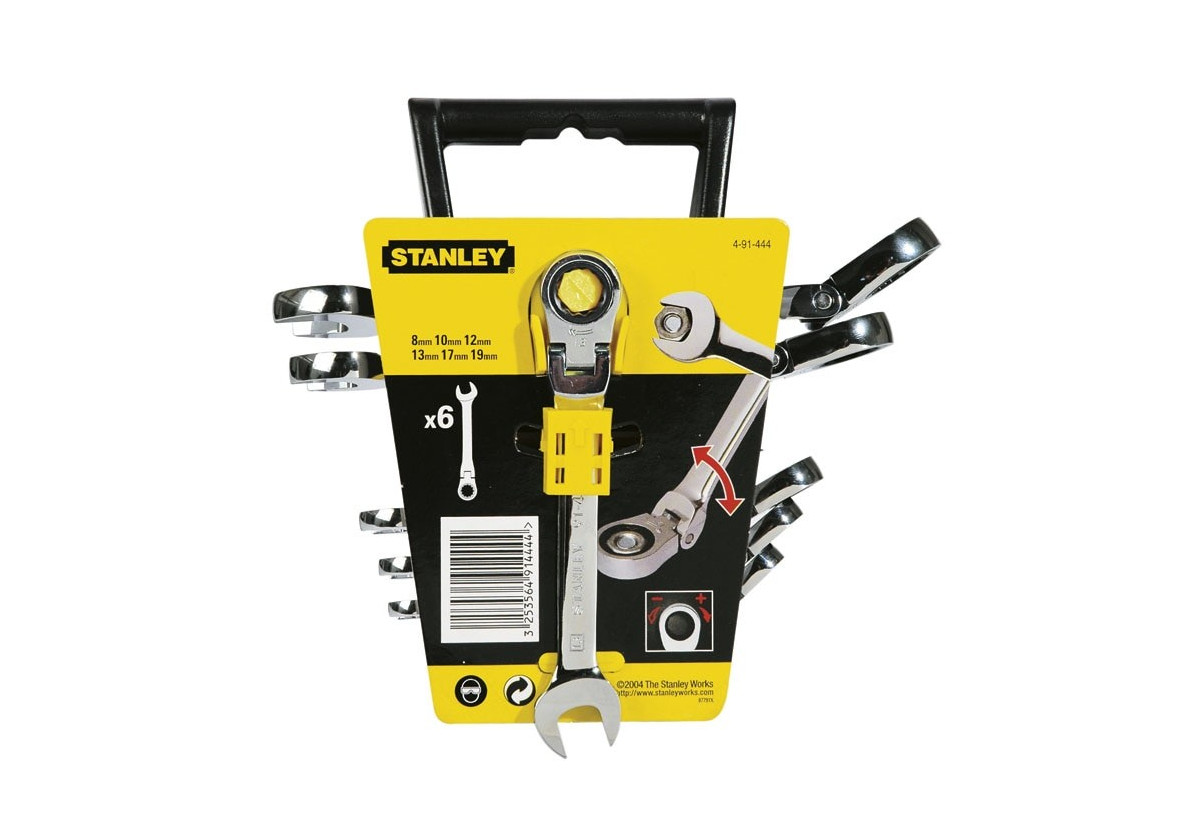 Cle Mixte A Cliquet A Tete Indexable - Jeu De 6Pcs - Stanley : Confort'Mat