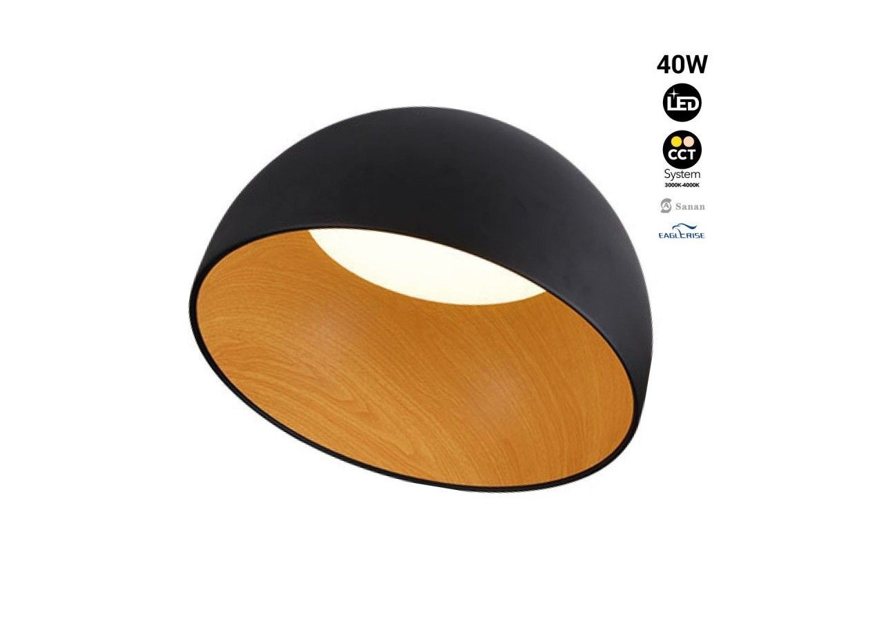 Plafonnier LED incliné "Mulen"-Effet bois-CCT 3000K-4000K-40W - LN1624-N-CCT - Barcelona LED
