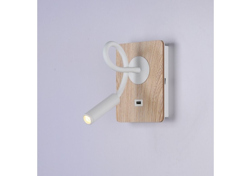 Applique liseuse flexible avec port USB "LONDON USB"-Puce CREE-3W - LN1511-USB-B - Barcelona LED