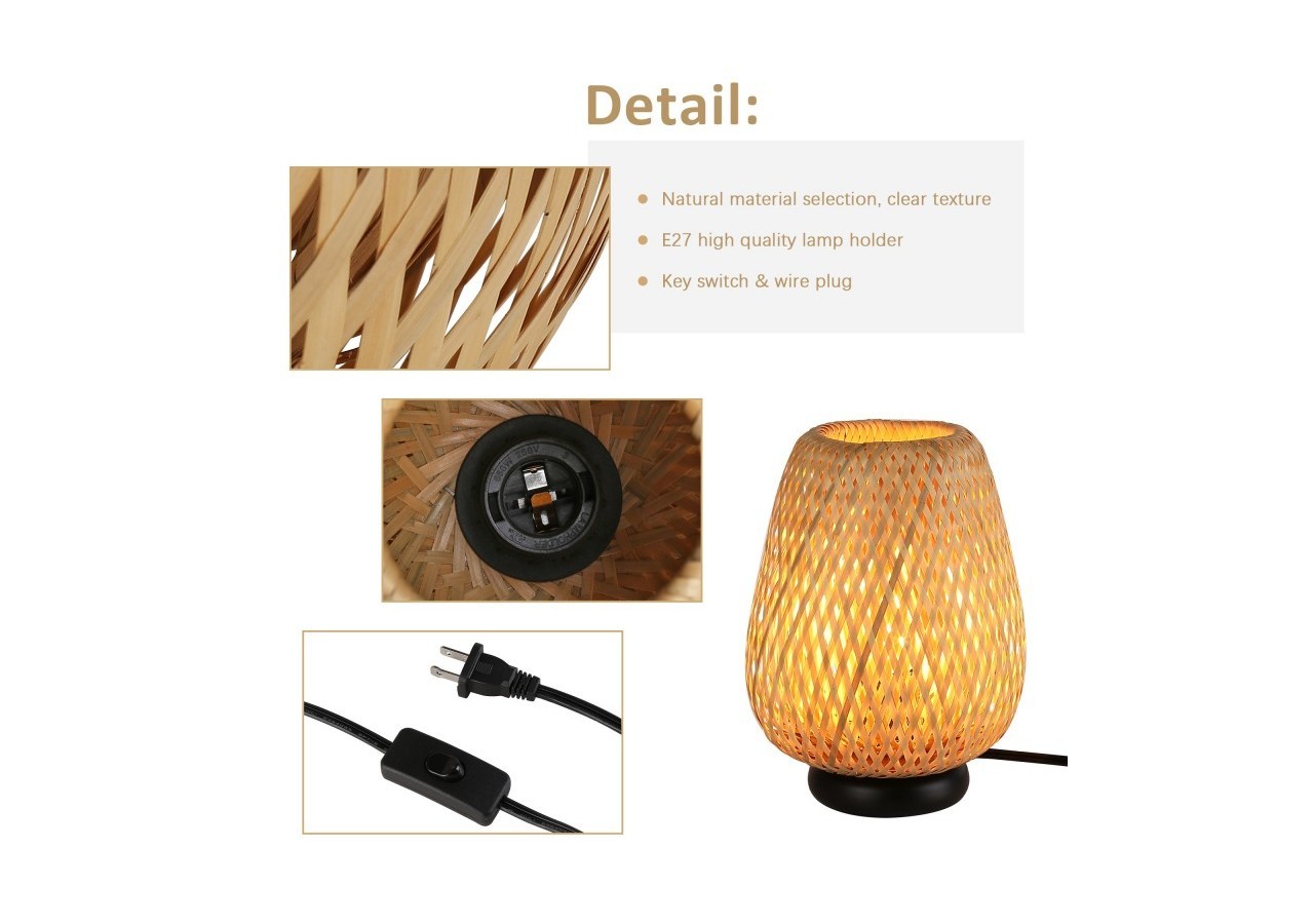 Lampe à poser en osier "CARL"-E27 - LM186 - Barcelona LED