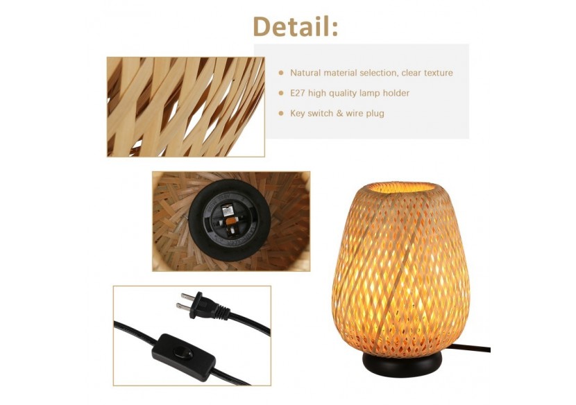 Lampe à poser en osier "CARL"-E27 - LM186 - Barcelona LED