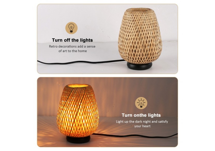 Lampe à poser en osier "CARL"-E27 - LM186 - Barcelona LED