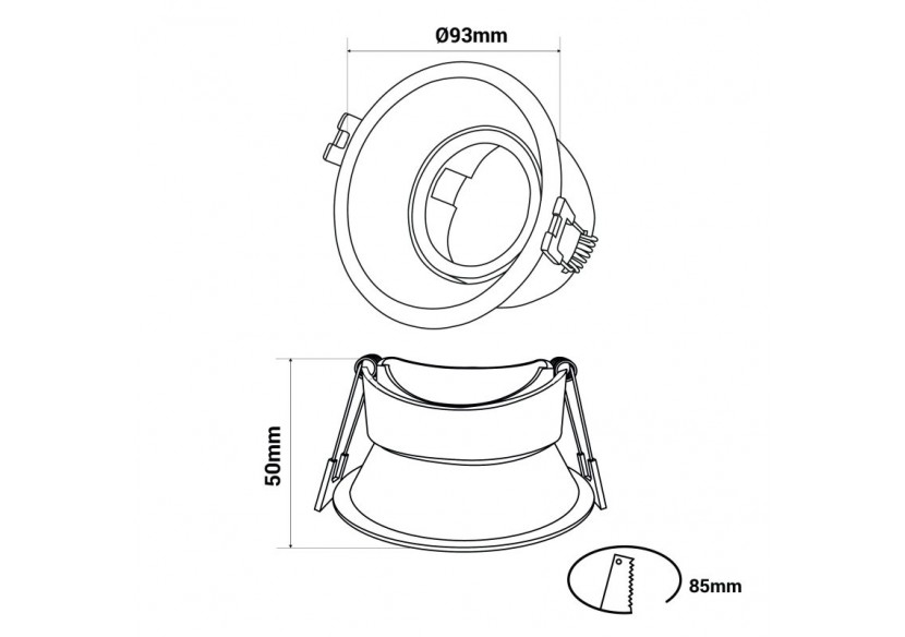 Support spot rond pour ampoule GU10 / MR16-Coupe diamètre 85 mm-Faible UGR - B994-N - Barcelona LED