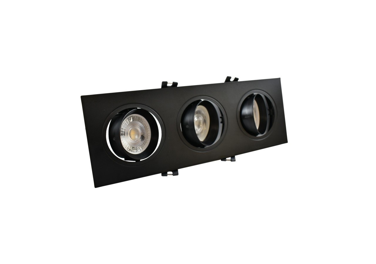 Support de spot triple orientable pour ampoules GU10/MR16-Coupe 75 x 235 mm - B996-N - Barcelona LED