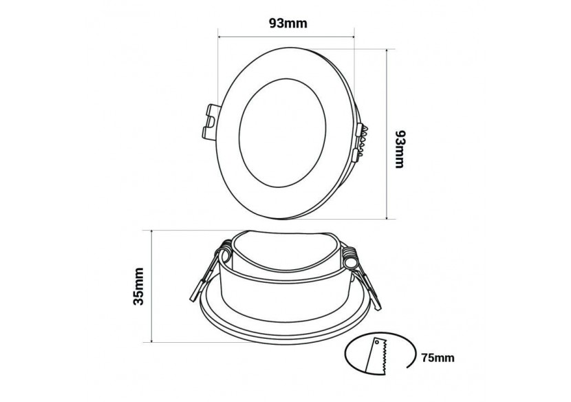 Collerette downlight étanche ronde pour ampoule GU10 / MR16-Diffuseur opale-Coupe diamètre 75-80 mm - B999-R-N - Barcelona LED