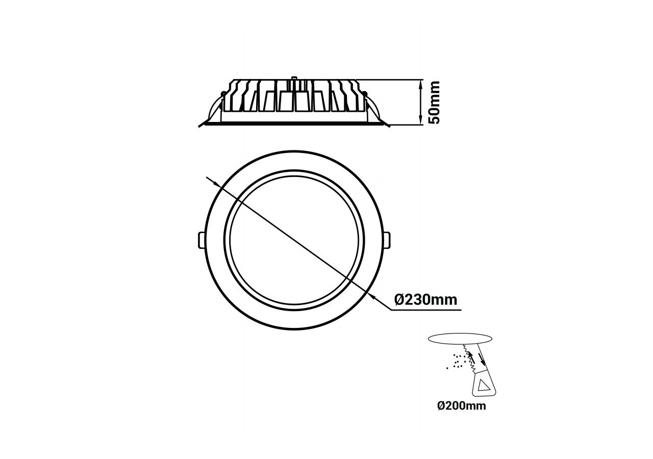 Downlight LED CCT haute efficacité-40W-Driver Lifud-Coupe diamètre 200-220mm - B1265-CCT - Barcelona LED