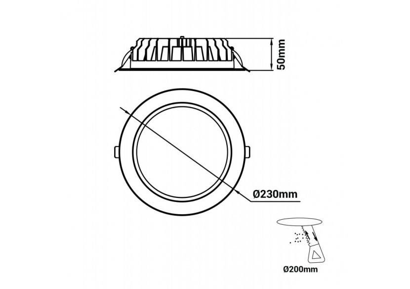Downlight LED CCT haute efficacité-40W-Driver Lifud-Coupe diamètre 200-220mm - B1265-CCT - Barcelona LED