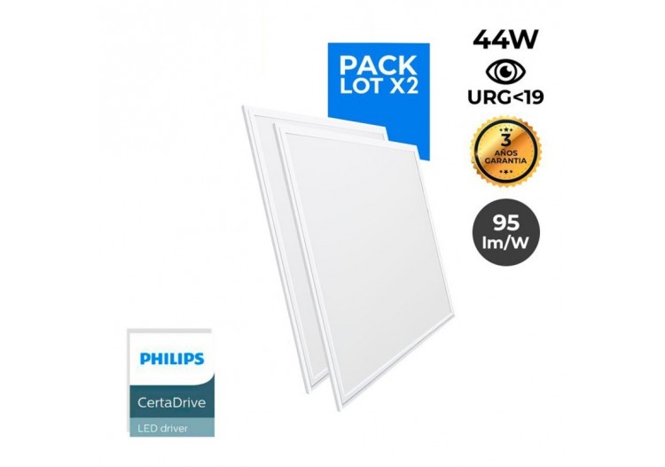 Lot de 2-Panneau LED 60x60 extra-plat-Driver Philips-44W-UGR19 - K5235-BC-2 - Barcelona LED