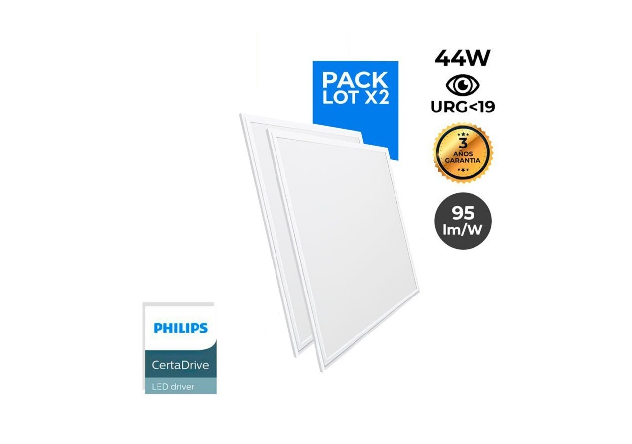 Lot de 2-Panneau LED 60x60 extra-plat-Driver Philips-44W-UGR19 - K5235-BC-2 - Barcelona LED