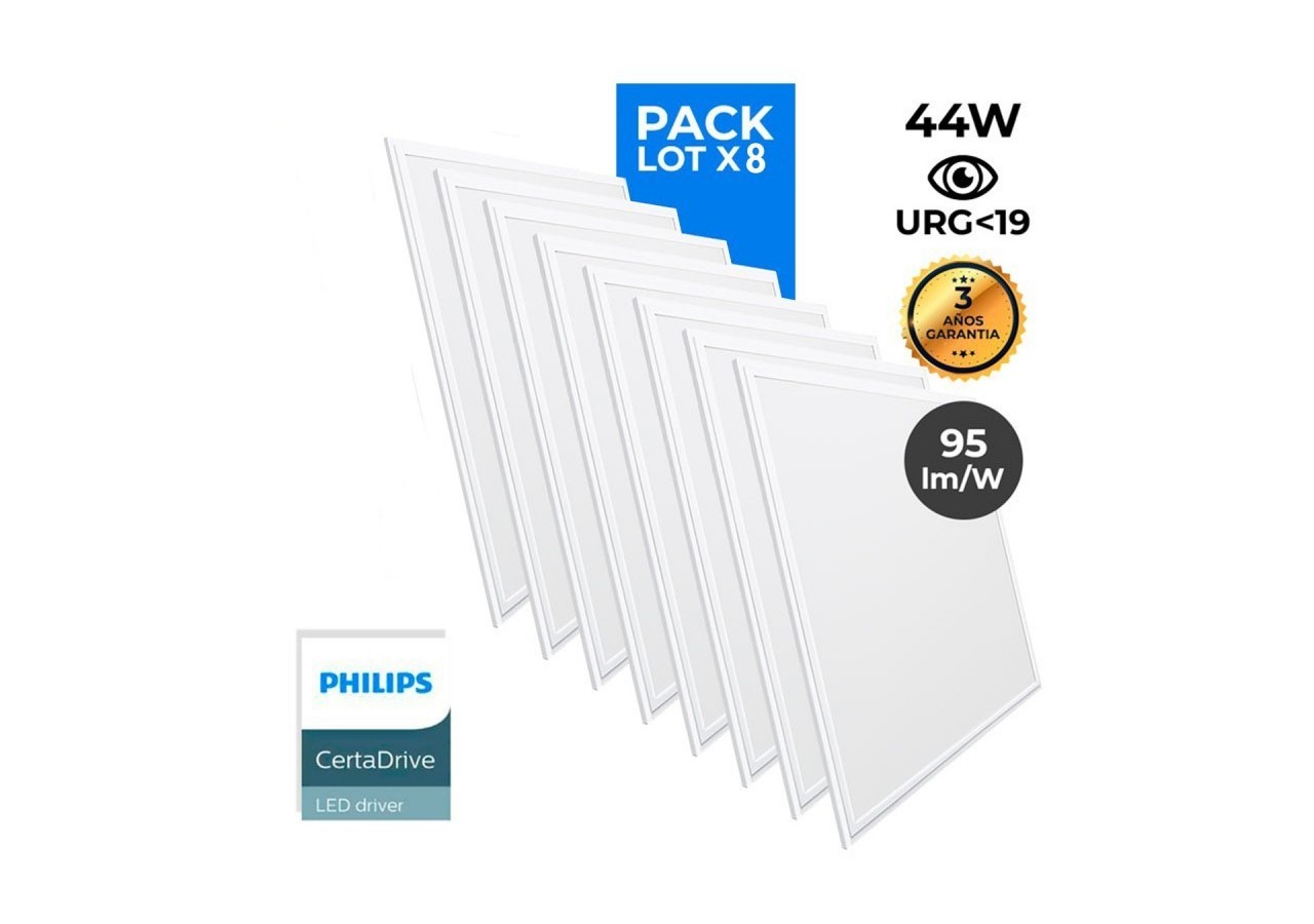 Lot de 8-Panneau LED 60x60 extra-plat-Driver Philips-44W-UGR19 - K5235-BC-8 - Barcelona LED
