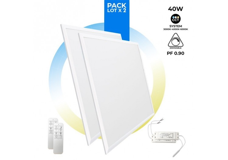 Lot de 2-Panneau LED extra-plat CCT dimmable avec télécommande-60x60cm-40W - K5235-3CCT-2 - Barcelona LED
