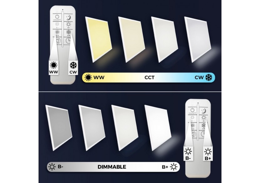 Lot de 2-Panneau LED extra-plat CCT dimmable avec télécommande-60x60cm-40W - K5235-3CCT-2 - Barcelona LED