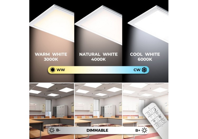 Lot de 4-Panneau LED extra-plat CCT dimmable avec télécommande-60x60cm-40W - K5235-3CCT-4 - Barcelona LED 2