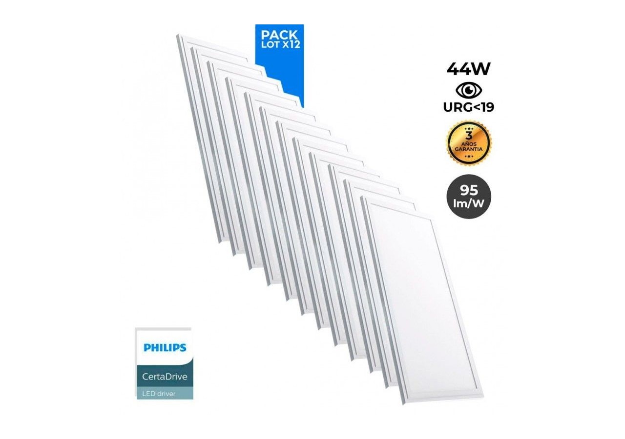 Lot de 12-Panneau LED 120x30 extra-plat-Driver Philips-44W-UGR19 - K5236-BF-12 - Barcelona LED