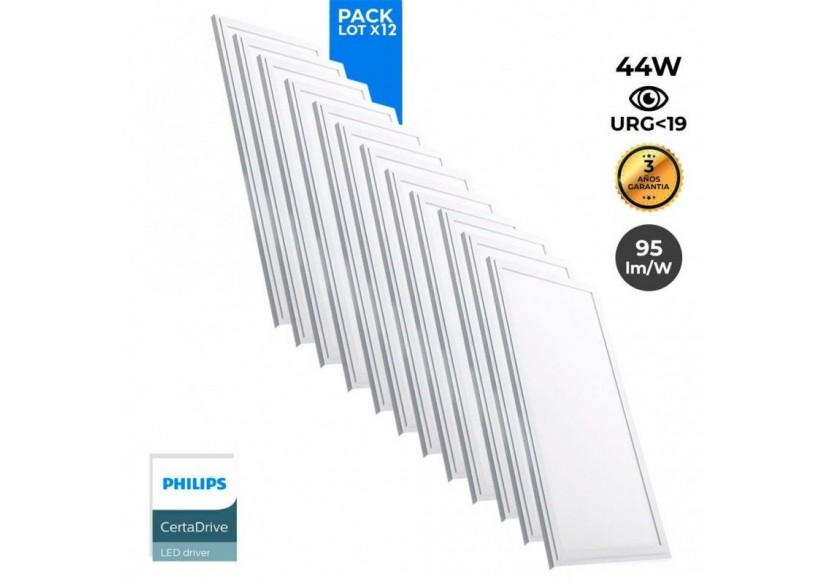 Lot de 12-Panneau LED 120x30 extra-plat-Driver Philips-44W-UGR19 - K5236-BF-12 - Barcelona LED