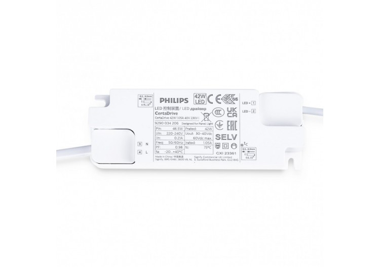 Driver PHILIPS CertaDrive 220-240V-Sortie 30-42V DC-0.9/1,05A-44W - 929002804880 - Barcelona LED 2