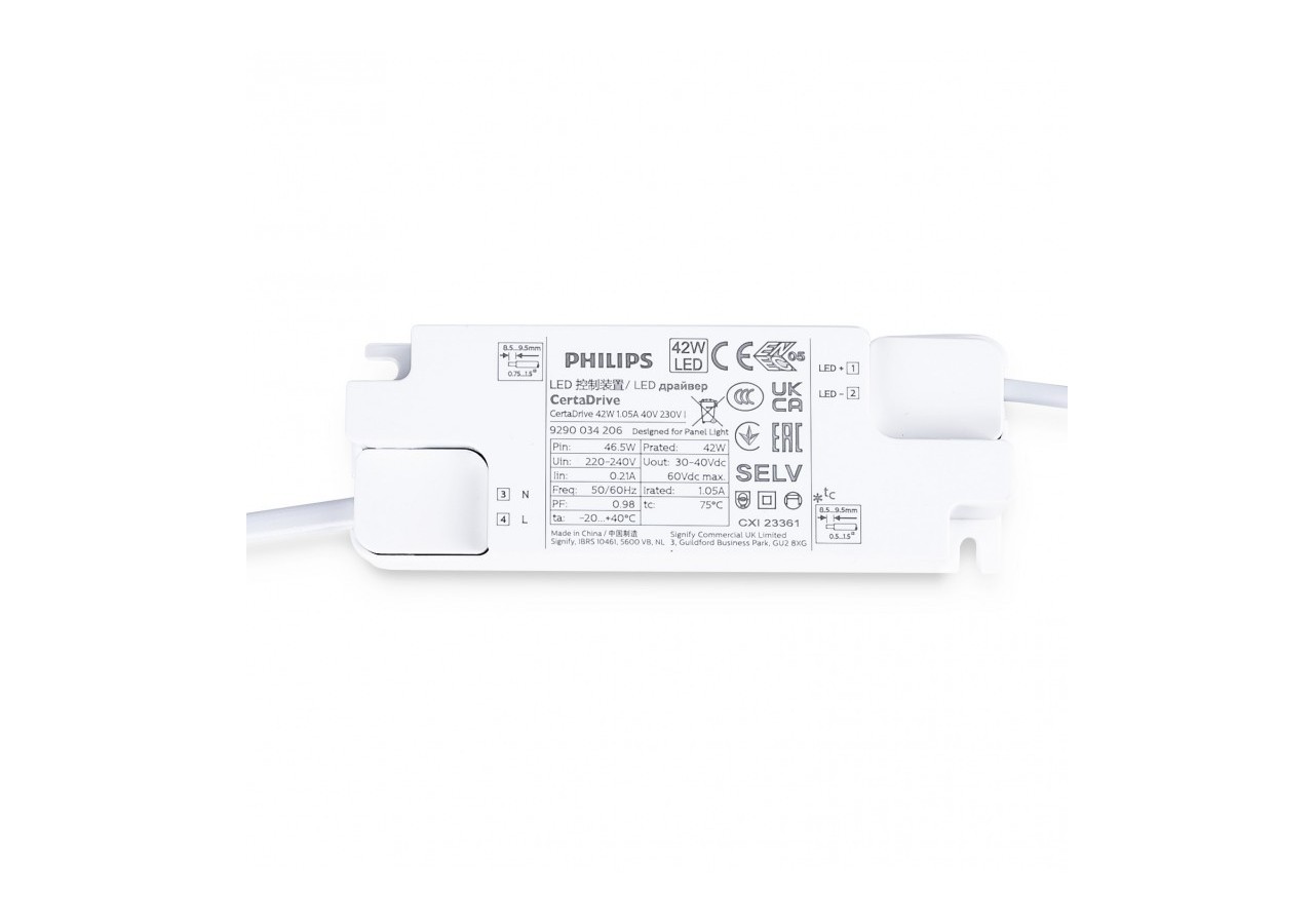 Driver PHILIPS CertaDrive 220-240V-Sortie 30-42V DC-0.9/1,05A-44W - 929002804880 - Barcelona LED