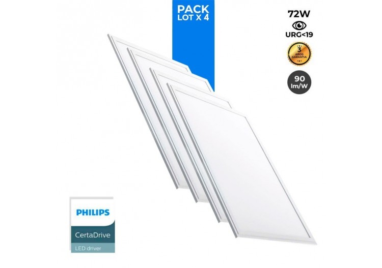 Lot de 4-Panneau LED 120x60 extra-plat-Driver PHILIPS-72W-UGR19 - K5234-BN-4 - Barcelona LED