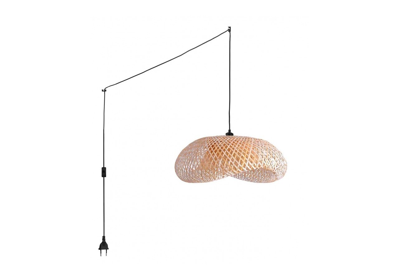 Suspension en osier "Vimet Lite" avec interrupteur et prise murale - K170-C-N - Barcelona LED