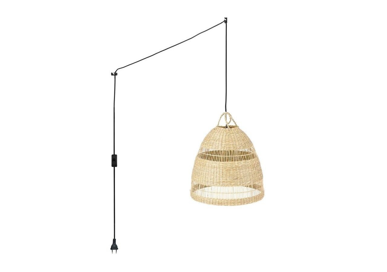 Suspension en osier "Ikken" avec interrupteur et prise murale - K172-C-N - Barcelona LED