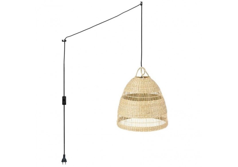 Suspension en osier "Ikken" avec interrupteur et prise murale - K172-C-N - Barcelona LED Suspension en osier "Ikken" avec interrupteur et prise murale - K172-C-N - Barcelona LED