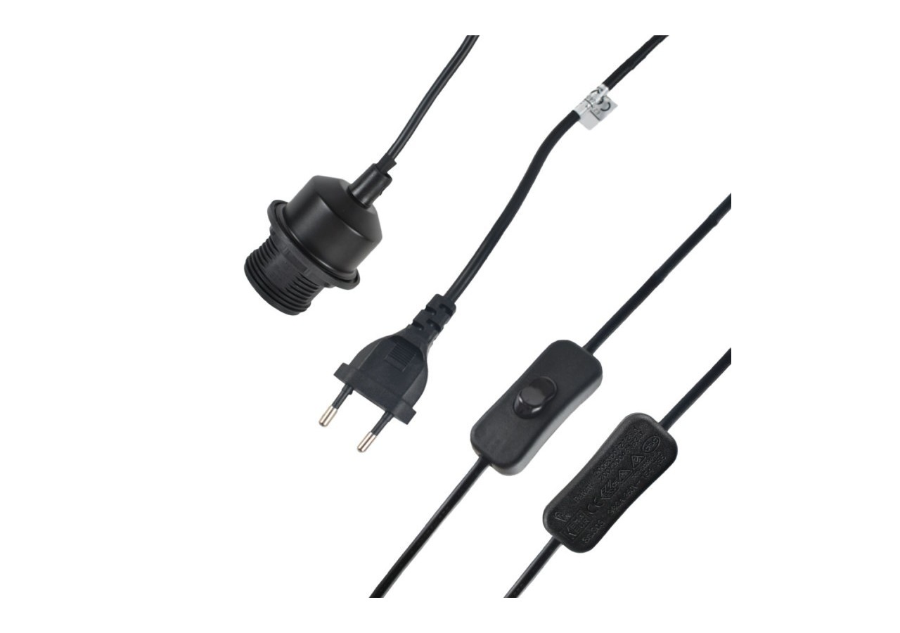 Suspension en osier "Ikken" avec interrupteur et prise murale - K172-C-N - Barcelona LED