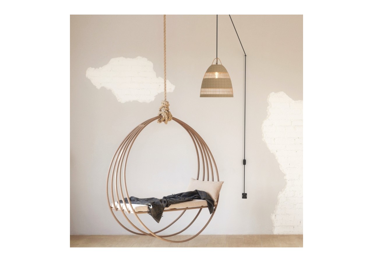 Suspension en osier "Ikken" avec interrupteur et prise murale - K172-C-N - Barcelona LED