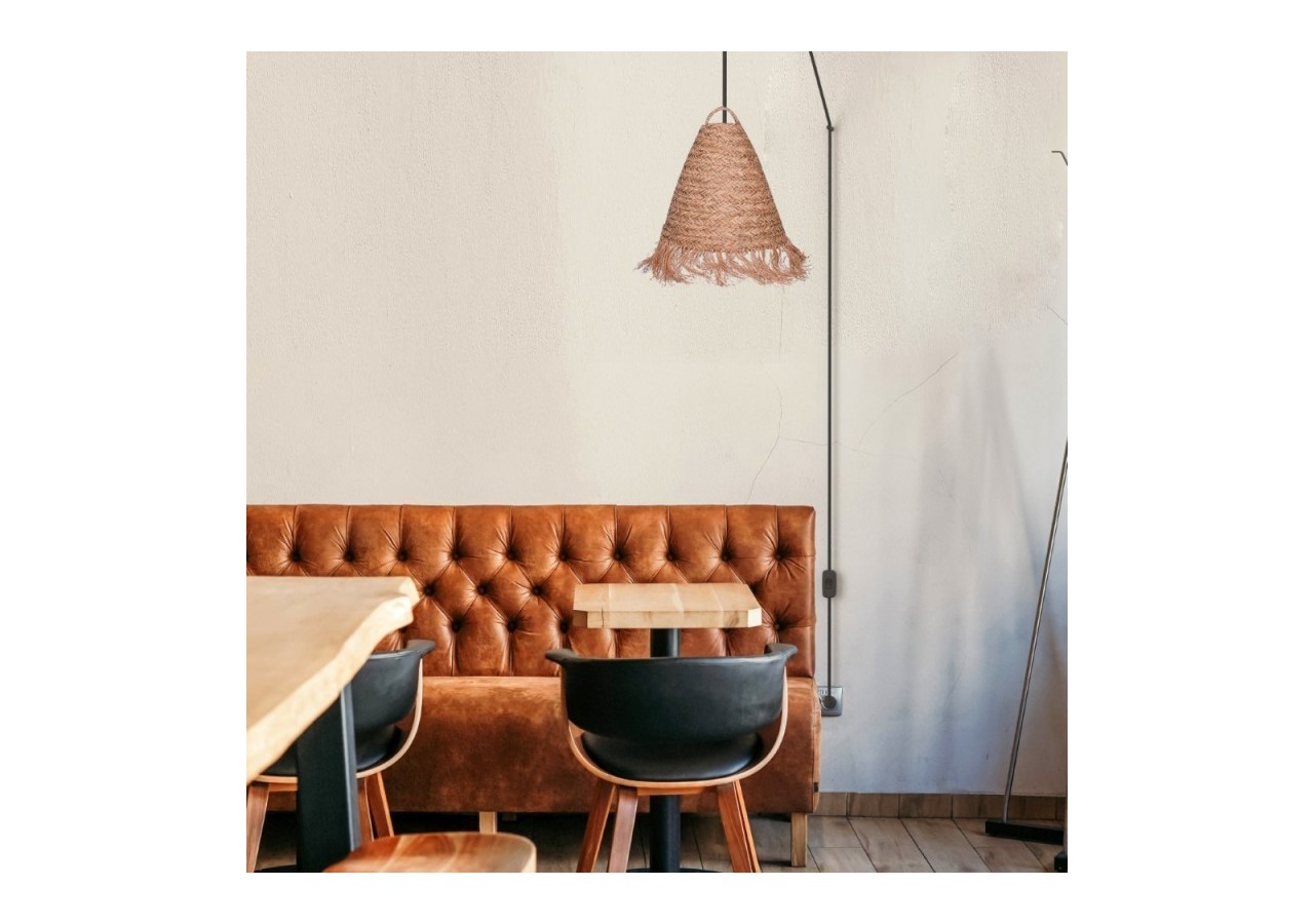 Suspension en fibre naturelle "Nam" avec interrupteur et prise murale - K173-C-N - Barcelona LED