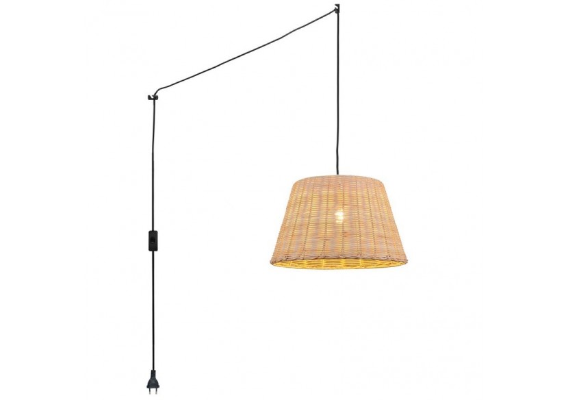 Suspension en osier "Hank" avec interrupteur et prise - K175-C-N - Barcelona LED Suspension en osier "Hank" avec interrupteur et prise - K175-C-N - Barcelona LED