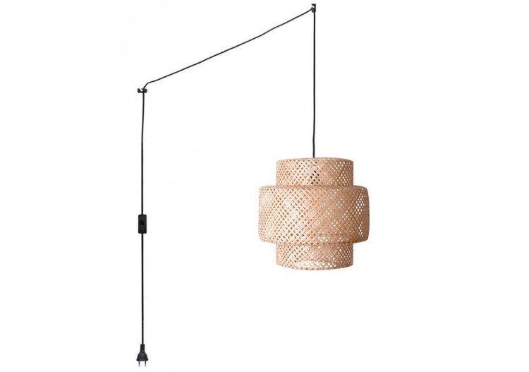 Suspension en osier "Onna" avec interrupteur et prise - K176-C-N - Barcelona LED