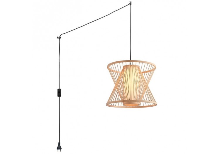 Suspension en bambou "Rise" avec interrupteur et prise - K177-C-N - Barcelona LED