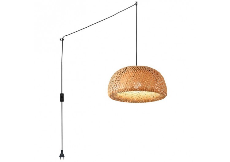 Suspension en osier "Hanna" avec interrupteur et prise - K178-C-N - Barcelona LED