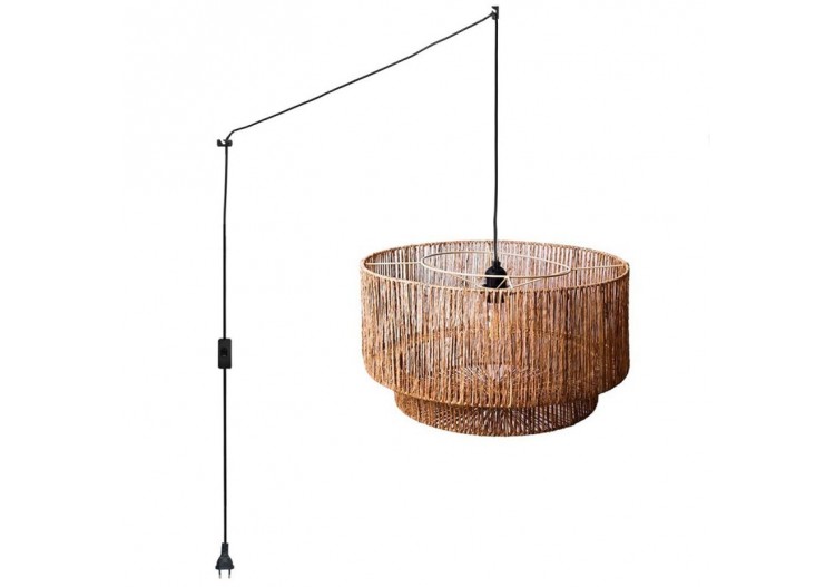 Suspension en jute "Bali" avec interrupteur et prise - K181-C-N - Barcelona LED
