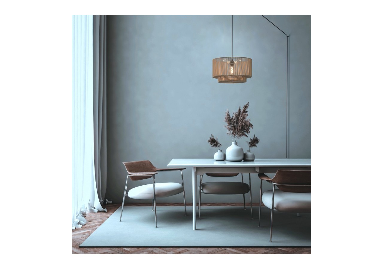 Suspension en jute "Bali" avec interrupteur et prise - K181-C-N - Barcelona LED