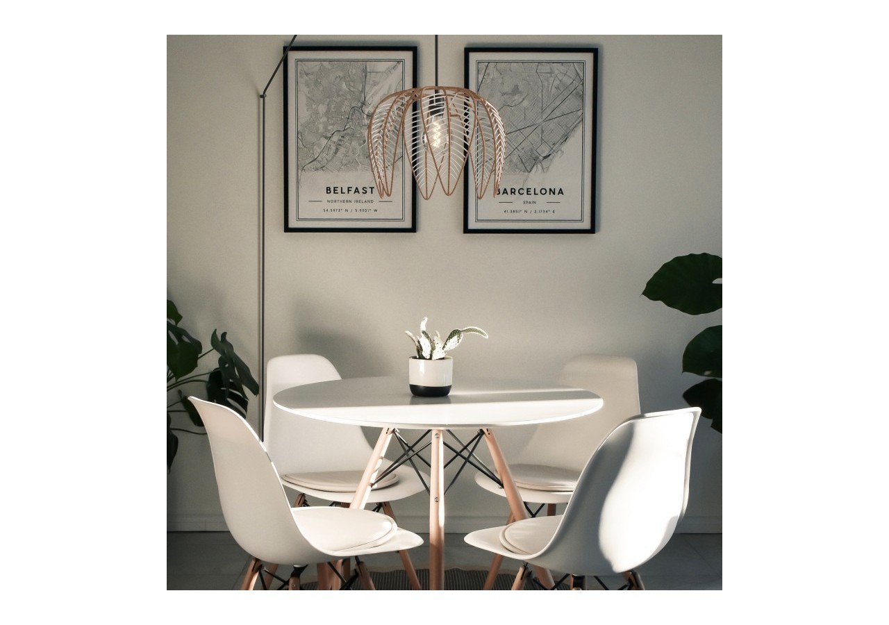 Suspension en rotin "Bintan" en forme de fleur avec interrupteur et prise - K182-C-N - Barcelona LED