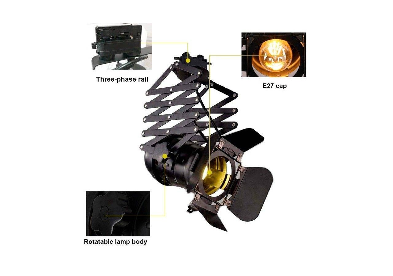 Projecteur sur rail triphasé orientable et extensible "Cinema"-E27 - LV231-TRI - Barcelona LED